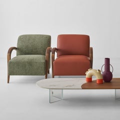 Domino Olive-Green Walnut Armchair