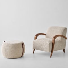 Domino Beige Boucle Pouf