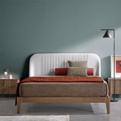 Letto in microfibra Alba White e noce Canaletto