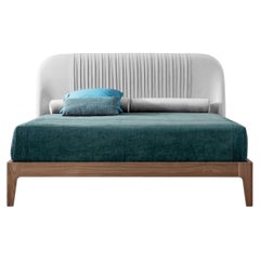 Letto in microfibra Alba White e noce Canaletto