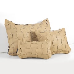 Fors Small Rectangular Beige Leather Cushion by Mia Cullin