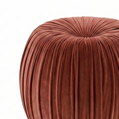 Riccio Round Liberty Plain Red Velvet Pouf