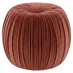 Riccio Round Liberty Plain Red Velvet Pouf