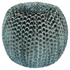 Riccio Round Liberty Green Spot Velvet Jaquard Pouf