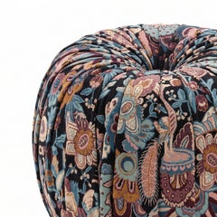 Riccio Round Multicolour Liberty Velvet Jacquard Pouf