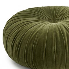 Riccio Large Round Liberty Jade Green Velvet Pouf