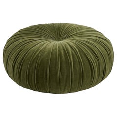 Riccio Large Round Liberty Jade Green Velvet Pouf