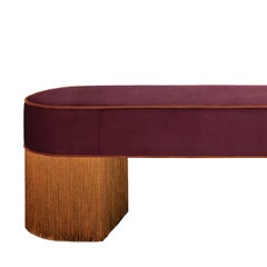 Deco Bordeaux Velvet with Contrasting Fringes Bench