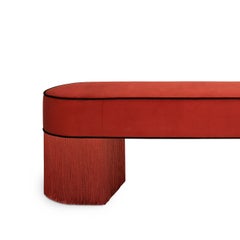 Deco Cherry Red Velvet with Fringes Bench