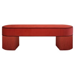 Deco Cherry Red Velvet with Fringes Bench
