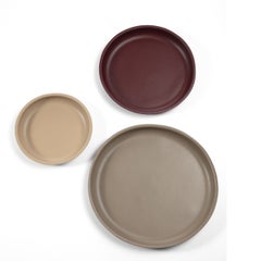 Marea Large Round Beige Saddle Leather Tray
