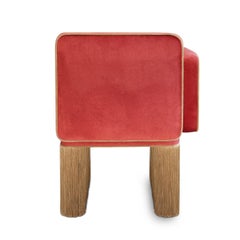 Lilli Dine Red Velvet with Fringes and Right Armrest Chair