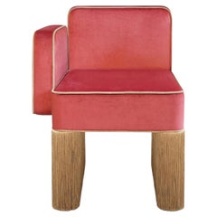 Lilli Dine Red Velvet with Fringes and Right Armrest Chair