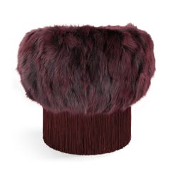 Pirouette Burgundy Fox Fur Swivel Armchair