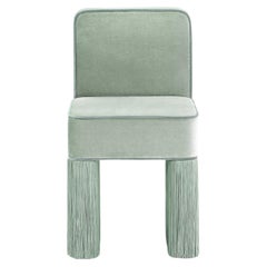 Chaise Lilli Square en velours couleur menthe clair avec franges