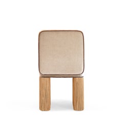 Fauteuil « Lilli » en velours beige et biscuit, avec franges
