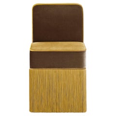 Lilli Dark Yellow Velvet with Fringes Square Chair
