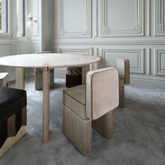 Square Beige Velvet with Fringes Chair