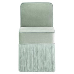 Square light mint Velvet with fringes Chair