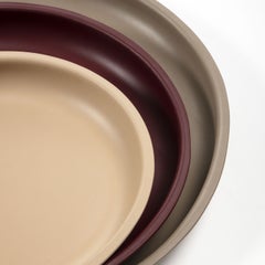 Vassoio Marea piccolo, rotondo, in pelle da sella beige