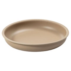Vassoio Marea piccolo, rotondo, in pelle da sella beige