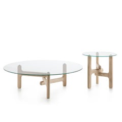 Cliffor Round Clear Glass and Ash Side Table