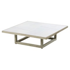 Mesa de centro de exterior «Quadra Gray Teak» con tablero de cerámica blanca