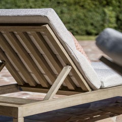 Feeling Gray Teak Adjustable Outdoor Sun Lounger