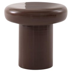 High Clavo Round Glossy Marron Glacé Ceramic Side Table