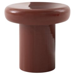 High Clavo Round Glossy Rust Ceramic Side Table