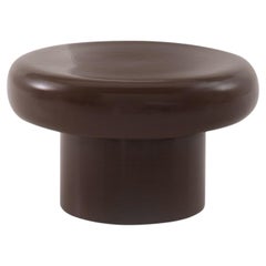 Low Clavo Round Glossy Marron Glacé Ceramic Coffee Table