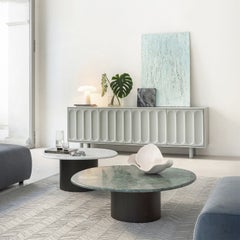 Niedriger Couchtisch aus Ondea Verde Alpi-Marmor und Laguna-Eiche
