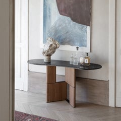 Tetris with Nero Marquinia Marble Top Console