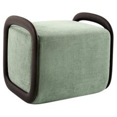 Abrazo Pouf, groß, mintgrün, mit Rahmen aus Laguna-Eiche