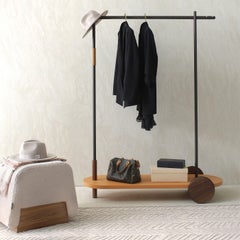 Skate with Leather Handle Freestanding Coat Rack