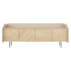 Marmorino lacquered INTARSIO Sideboard with Hand-Inlaid Natural Oak Shell