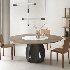 Tulipano Canaletto walnut and Calacatta Ceramic Dining Table