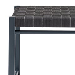 Ibisco Anthracite Gray-Lacquered Beech and Gray Woven Elastics Seat Stool