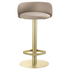 Tabouret de bar « Hillary » en cuir beige et laiton satiné n° 2, par Richard Hutten