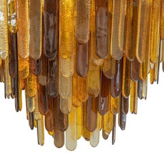 Amber Rain Dark and Light Amber Glass Chandelier