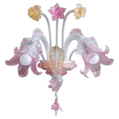 Flor Secolo Pink and Amber Glass Wall Lamp