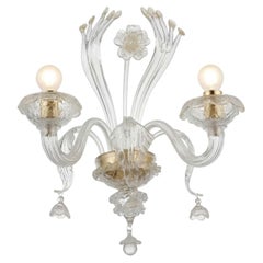 Lyra Glass with 24kt Gold Leaf Accents Wall Lamp