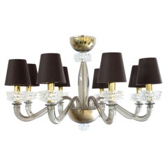 Shapes Low Smoked Glass with Black Lampshade Chandelier
