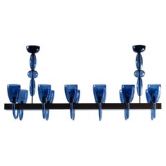 Ercole Linear Blue Glass Chandelier