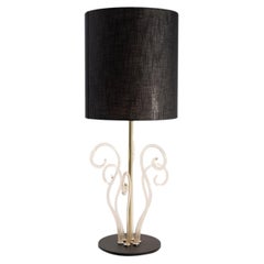 Notturna 24kt Gold Leaf Crystal Glass with Black Lampshade Table Lamp