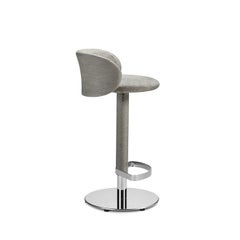 Tabouret de bar « Hillary » en cuir gris et métal chromé n° 1, par Richard Hutten