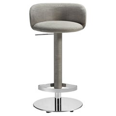 Tabouret de bar « Hillary » en cuir gris et métal chromé n° 1, par Richard Hutten