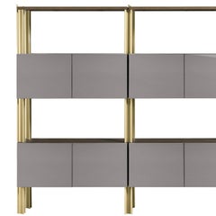Étagère « Flexor Gray » en bois laqué brillant et aluminium, par Robert Stadler