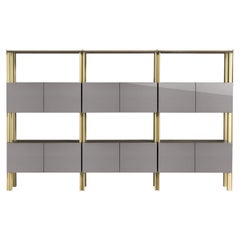 Étagère « Flexor Gray » en bois laqué brillant et aluminium, par Robert Stadler