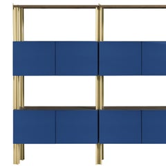 Étagère « Flexor Blue » en bois laqué brillant et aluminium, par Robert Stadler